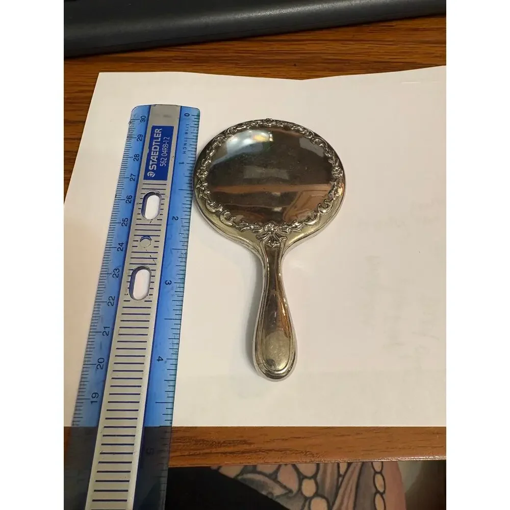 Sterling Antique Handheld Beveled Floral Design